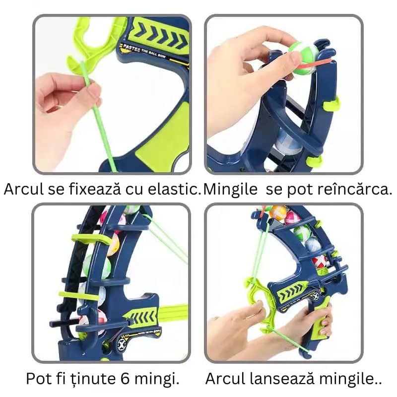 Joc Darts pentru Copii cu Arc Elastic, Tinta Dinozaur, Include 6 Mingi, + 3 Ani - LUDIRO