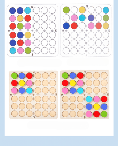 Joc Educativ din Lemn Montessori, Pentru Memorie, Sortare si Potrivire a Culorilor, 48 Piese, 23x5x24 cm, + 3 Ani - LUDIRO