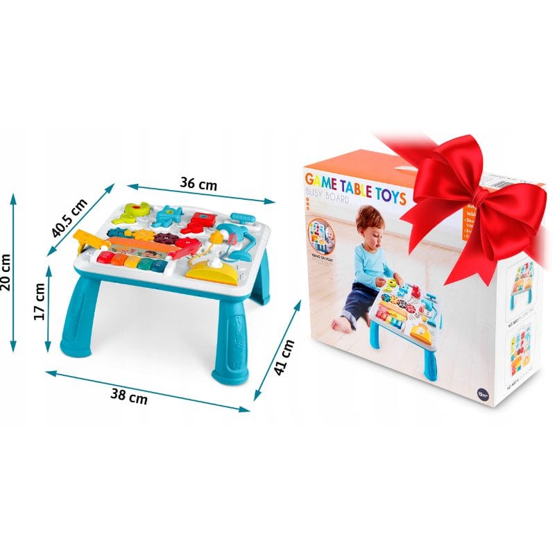 Masuta Educativa cu Activitati Montessori 2 in 1, Jucarie Muzicala, Lampa LED, Prajitor de Paine, Pian, Numere, Culori si Forme, Elemente Mobile, Volum Reglabil, + 1 An - LUDIRO
