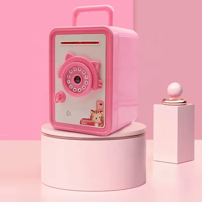 Jucarie Interactiva Pusculita Digitala, Depunere Automata, Deschidere cu Parola sau Recunoastere Faciala, Muzica Si Lumini Interactive, Pisicuta Roz, + 3 Ani, Utility One - LUDIRO