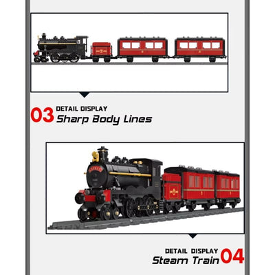 Set de Construit Tren cu Aburi, 789 Piese Reproducere Detaliata a Locomotivei GWR Express 3440, Model de Colectie Cu 3 Vagoane si Sina Inclusa, 78 Cm Lungime, Design Realist pentru Pasionati - LUDIRO