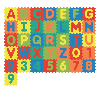 Covor Puzzle copii LUDIRO cu Cifre si Litere A-Z Detasabile, Spuma EVA Sigura - LUDIRO
