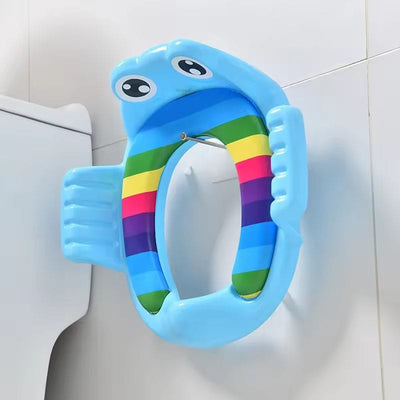 Capac de Toaleta pentru Copii, Broscuta Albastra, Cu Manere Laterale si Design Colorat, Ideal pentru Antrenamentul la Olita si Invatarea Igienei Personale, 38x35x8 Cm, + 1 An - LUDIRO
