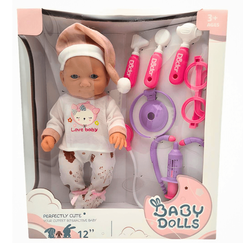 Papusa Bebelus 30 Cm cu Set Medical Doctor Ludiro, 7 Accesorii, Joc de Rol Educativ pentru Copii 3+ Ani - LUDIRO