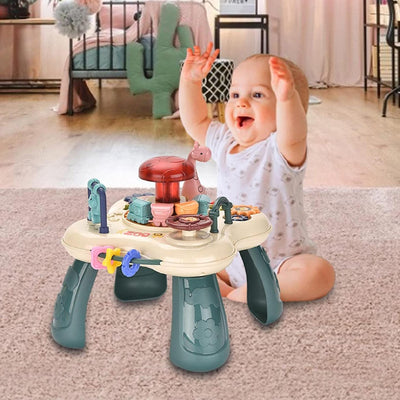 Resigilat - Mini Masuta Interactiva Educativa pentru Bebelusi, Parcul Zoologic, Lumini si Sunete, Activitati Multiple, 18x18x18 Cm, + 18 Luni - LUDIRO