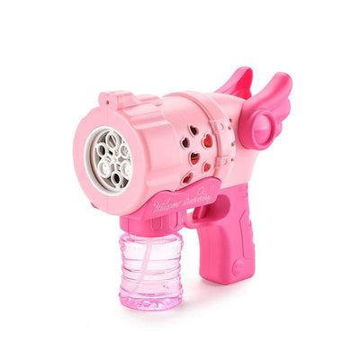 Resigilat - Pistol pentru Baloane de Sapun cu 6 Gauri, Ingeras, 18.5x8.5x17 Cm, Roz Corai, + 3 Ani - LUDIRO