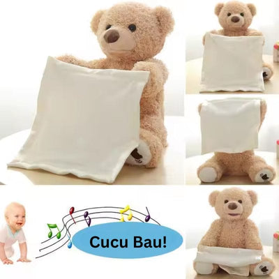 Ursulet de Plus Interactiv Cucu Bau, cu Sunete si Miscare, Cadoul Ideal pentru Dezvoltarea Cognitiva si Emotionala a Celor Mici, 25 Cm, Moale si Prietenos - LUDIRO