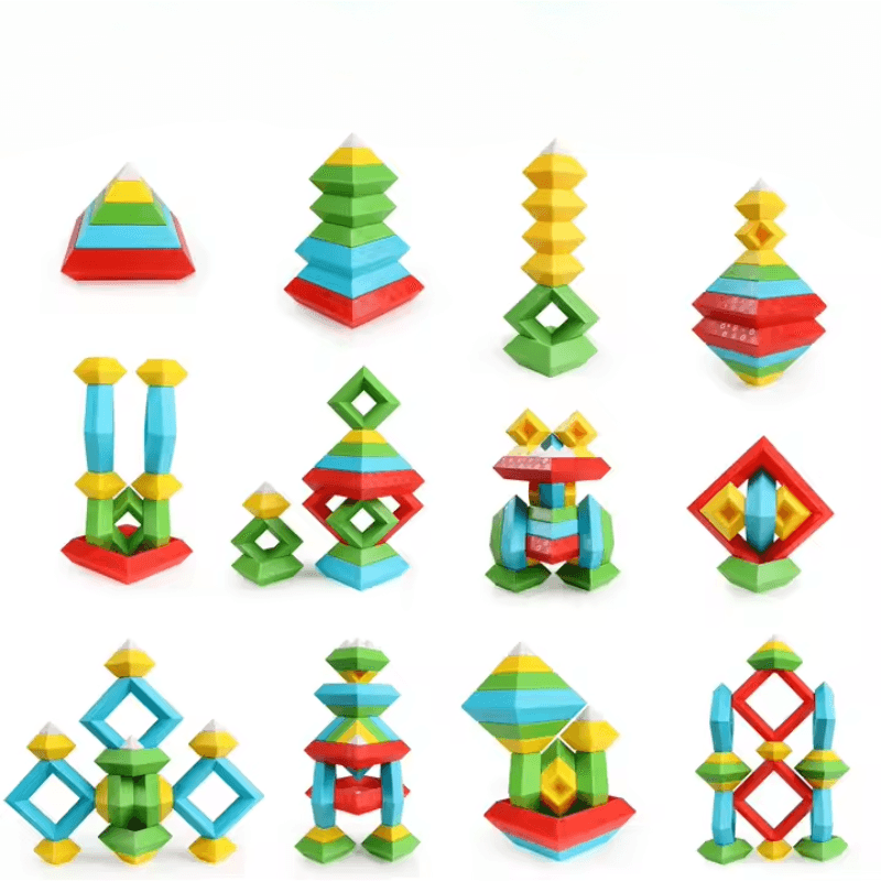 Set 30 Piese Colorate de Stivuit pentru Copii 1-5, Jucarie Educationala STEM - LUDIRO