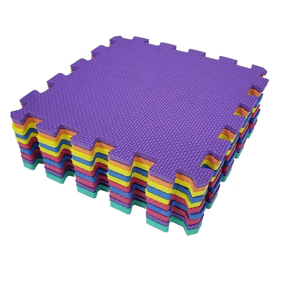 Resigilat - Covor din Spuma pentru Copii, Puzzle Multicolor, 9 Piese, Termoizolant si Moale, 90x90 Cm - LUDIRO