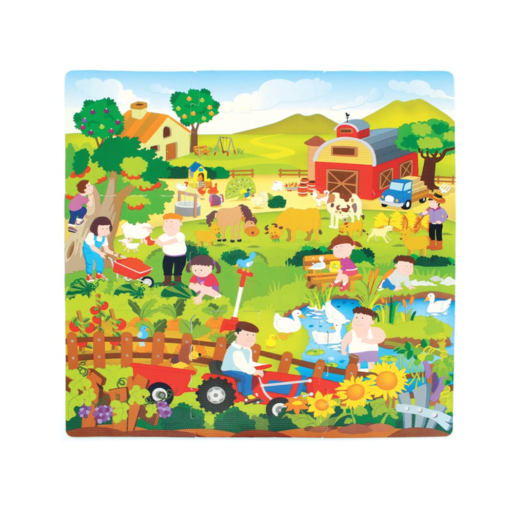 Covor Puzzle din Spuma EVA pentru Copii Ludiro, Set 9 Piese Educationale cu Viata la Ferma - LUDIRO