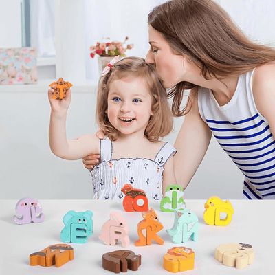 Set Alfabet Creativ din Lemn Ludiro, Litere cu Animale Montessori, Educatie prin Joaca, + 3 Ani - LUDIRO