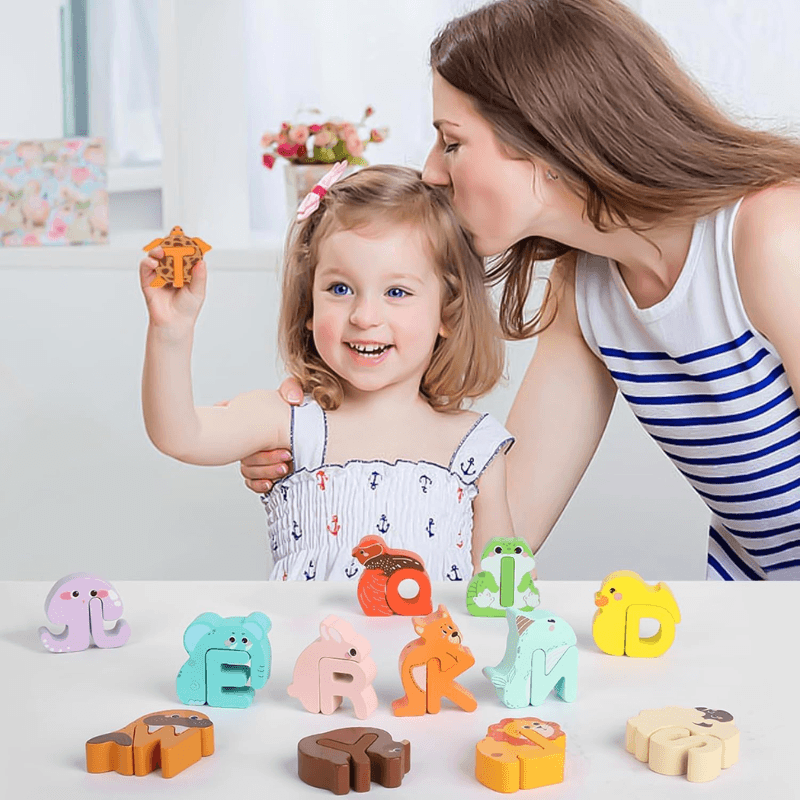 Set Alfabet Creativ din Lemn Ludiro, Litere cu Animale Montessori, Educatie prin Joaca, + 3 Ani - LUDIRO