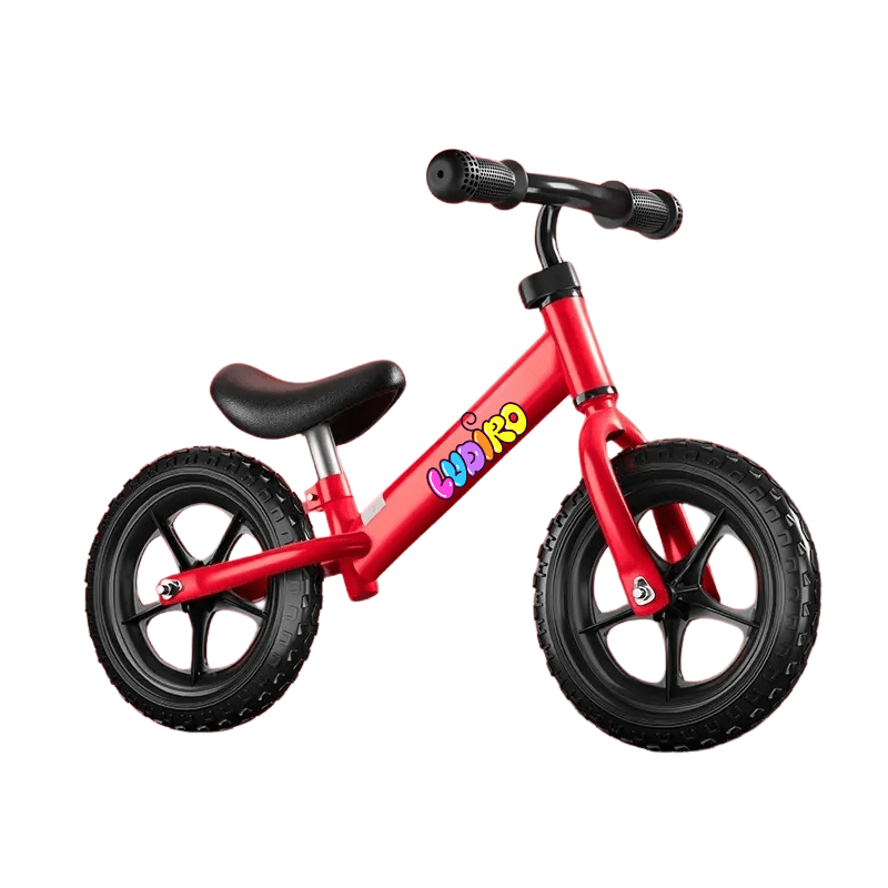Resigilat - Bicicleta de Echilibru fara Pedale LUDIRO pentru Copii intre 2-5 Ani, Reglabila pe Inaltime, Rotire Ghidon 360 Grade, Roti din Polimer Antisoc Diametru 30 Cm, Cadru Metalic, Rosu - LUDIRO