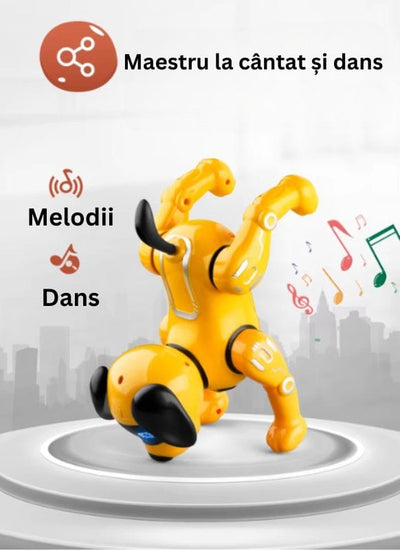 Catelus Robot Inteligent care Canta, Danseaza, Povesteste si Ajuta la Dezvoltarea Limbajului si Creativitatii, Cel mai Bun Prieten pentru Educatie si Distractie, + 3 Ani, Galben Negru - LUDIRO