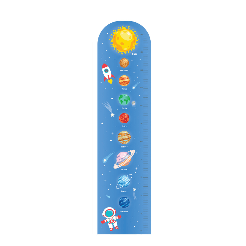 Rigla de Crestere Copii Ludiro, Tematica Spatiu si Planete, Non-toxic, Autoadeziv, 123×30 Cm - LUDIRO