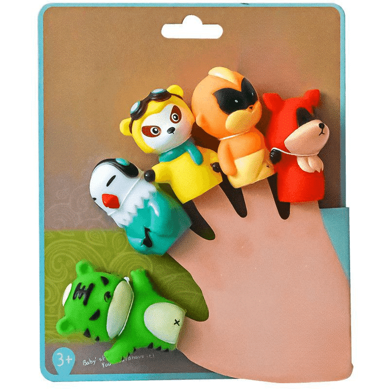 Set 5 Marionete pentru Degete din Cauciuc, Diferite Personaje, 6 Cm, Dezvoltarea Imaginatiei, + 3 Ani - LUDIRO