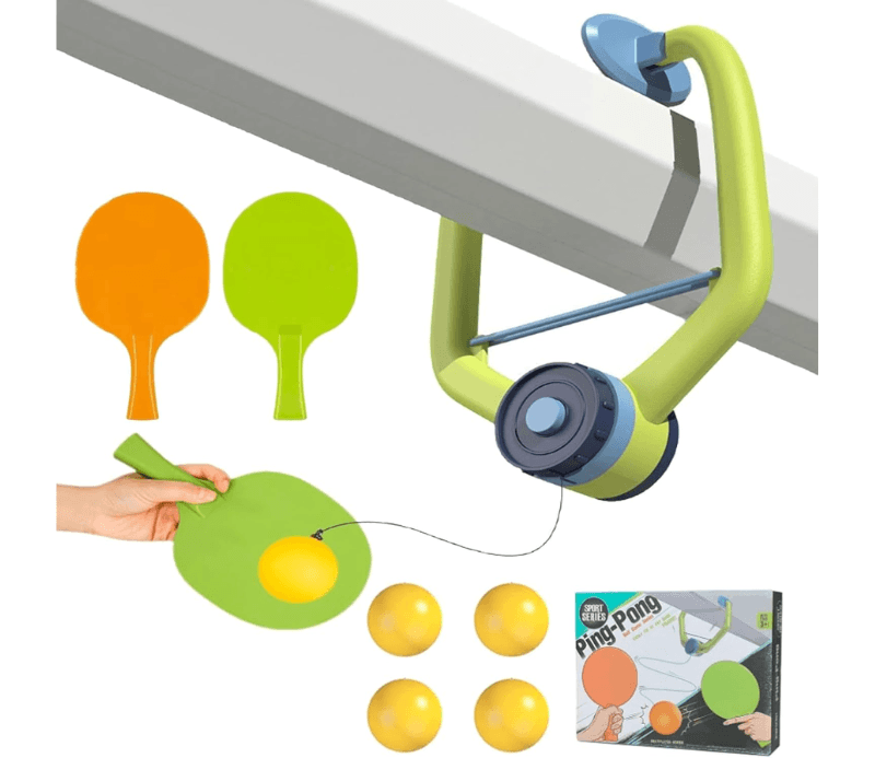 Set de Joaca Ping Pong cu Prindere pe Tocul Usii cu Palete,Bile si Sistem Automat de Retur al Mingii - LUDIRO