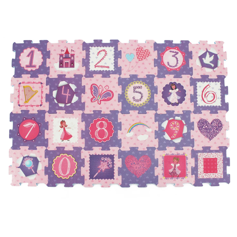 Resigilat - Covor Puzzle LUDIRO, 24 Piese, Spuma EVA, Protectie, Versatilitate si Siguranta pentru Orice Spatiu, Design Poveste cu Zane