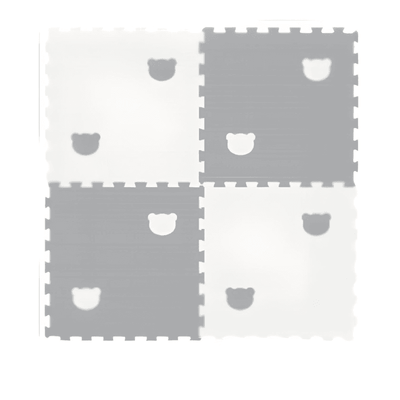 Covor Puzzle LUDIRO, 4 Piese 60x60 Cm, Spuma EVA, Protectie, Design Ursulet, Alb Gri - LUDIRO