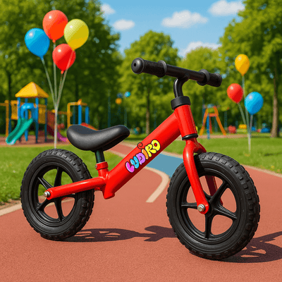 Resigilat - Bicicleta de Echilibru fara Pedale LUDIRO pentru Copii intre 2-5 Ani, Reglabila pe Inaltime, Rotire Ghidon 360 Grade, Roti din Polimer Antisoc Diametru 30 Cm, Cadru Metalic, Rosu - LUDIRO