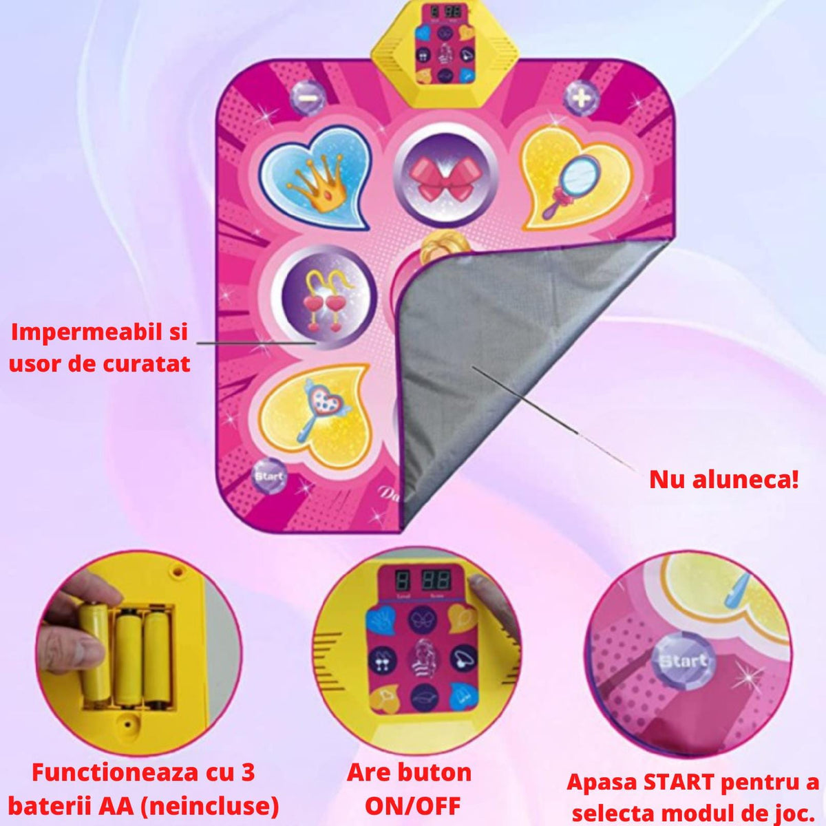 Resigilat - Covor Muzical Electronic, 5 Moduri Muzicale, 3 Nivele de Dificultate, Volum Adjustabil, Lumini LED, 90x93x3 cm, + 3 Ani - LUDIRO