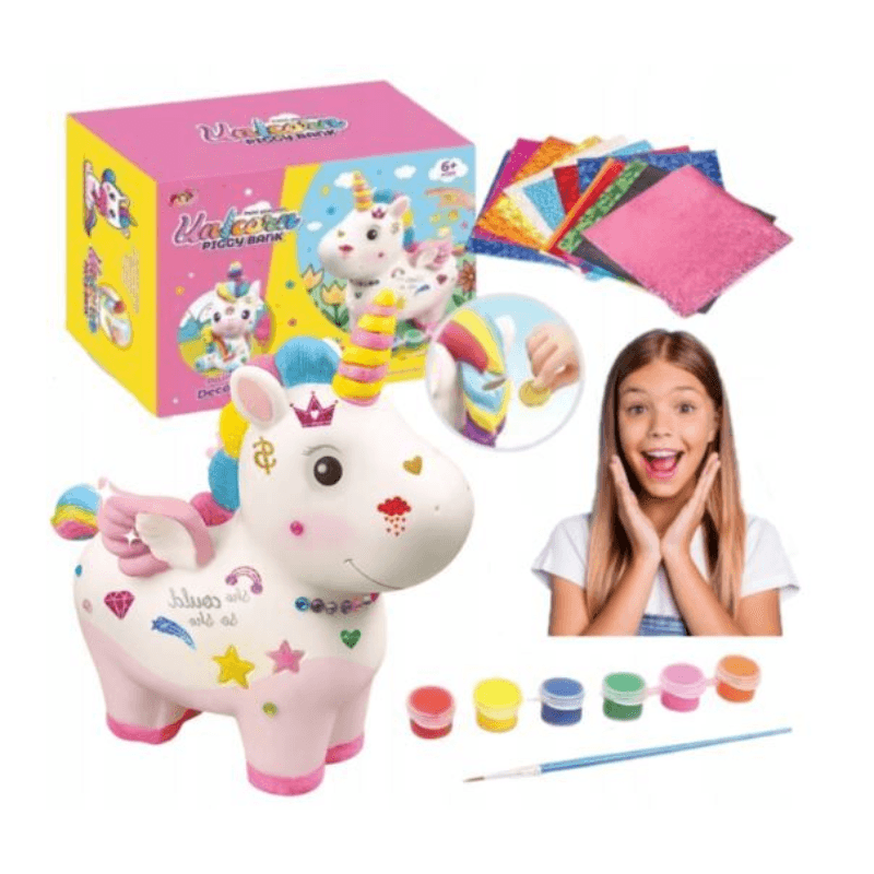 Pusculita de Pictat in Forma de Unicorn, Kit Creativ Complet pentru Copii - LUDIRO