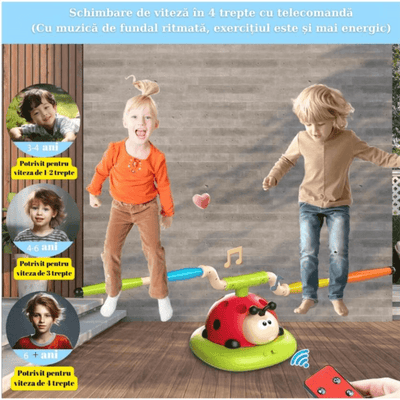 Resigilat - Buburuza Interactiva 3 in 1, Coarda de Sarit, Aruncare Inele si Lansator Rachete, Cu Telecomanda - LUDIRO