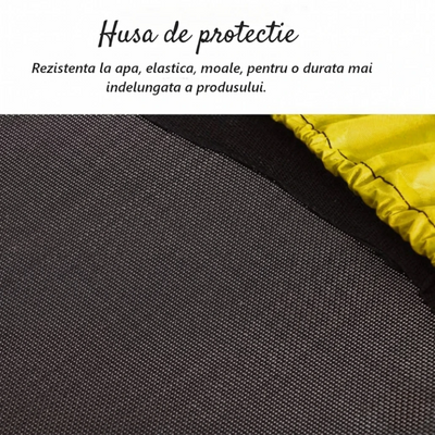 Trambulina pentru Copii 140 Cm cu Plasă de Protecție, Interior și Exterior, 1–6 ani, Montaj cu Buton de Blocare, Certificare de Siguranta, Galben - LUDIRO