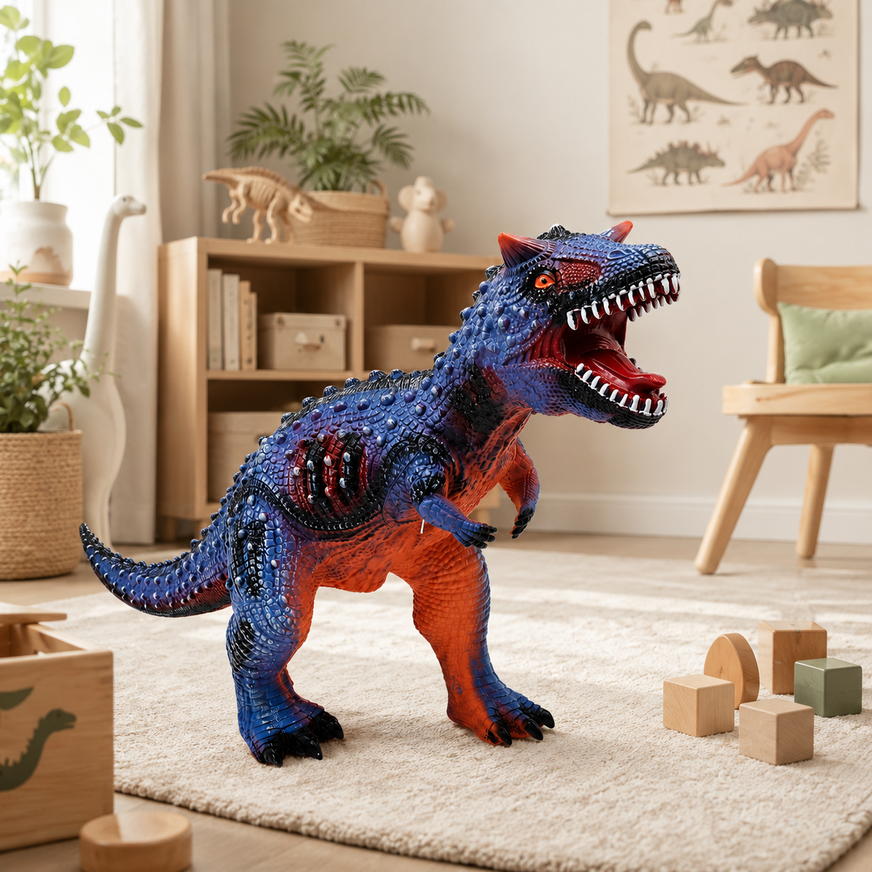 Dinozaur Carnotaurus Gigant LUDIRO din Cauciuc Moale, cu Sunete, Aspect Realist, 73 cm - LUDIRO