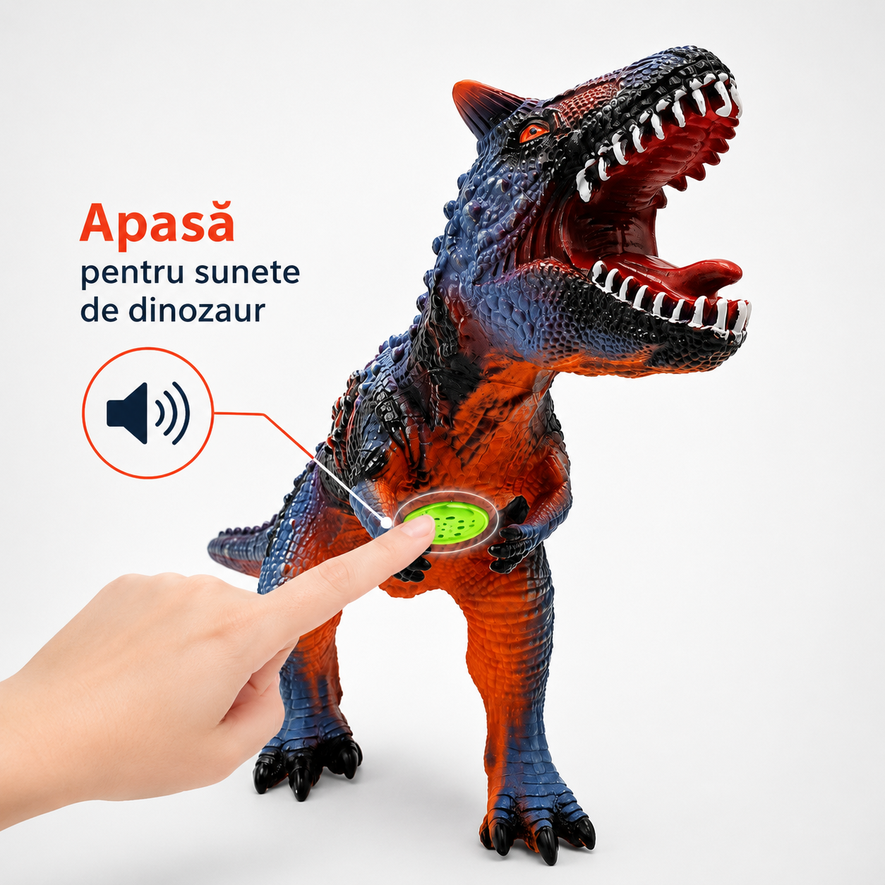 Dinozaur Carnotaurus Gigant LUDIRO din Cauciuc Moale, cu Sunete, Aspect Realist, 73 cm - LUDIRO