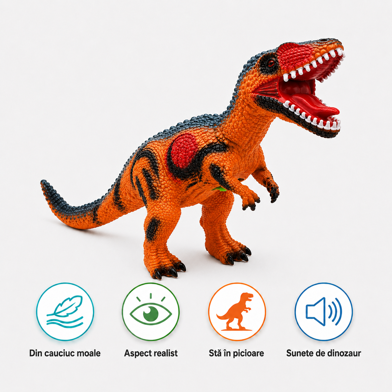 Dinozaur Giganotosaurus XXL LUDIRO din Cauciuc Moale, cu Sunete, Aspect Realist, 73 cm - LUDIRO