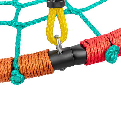 Leagăn rotund tip cuib din frânghii pentru copii, 100 cm, reglabil 120–180 cm, cadru din oțel, max. 150 kg - LUDIRO