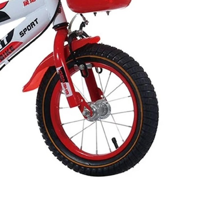 Bicicleta pentru Copii 14 Inch pentru 3–6 Ani, Alb Rosu, cu Roti Ajutatoare - LUDIRO