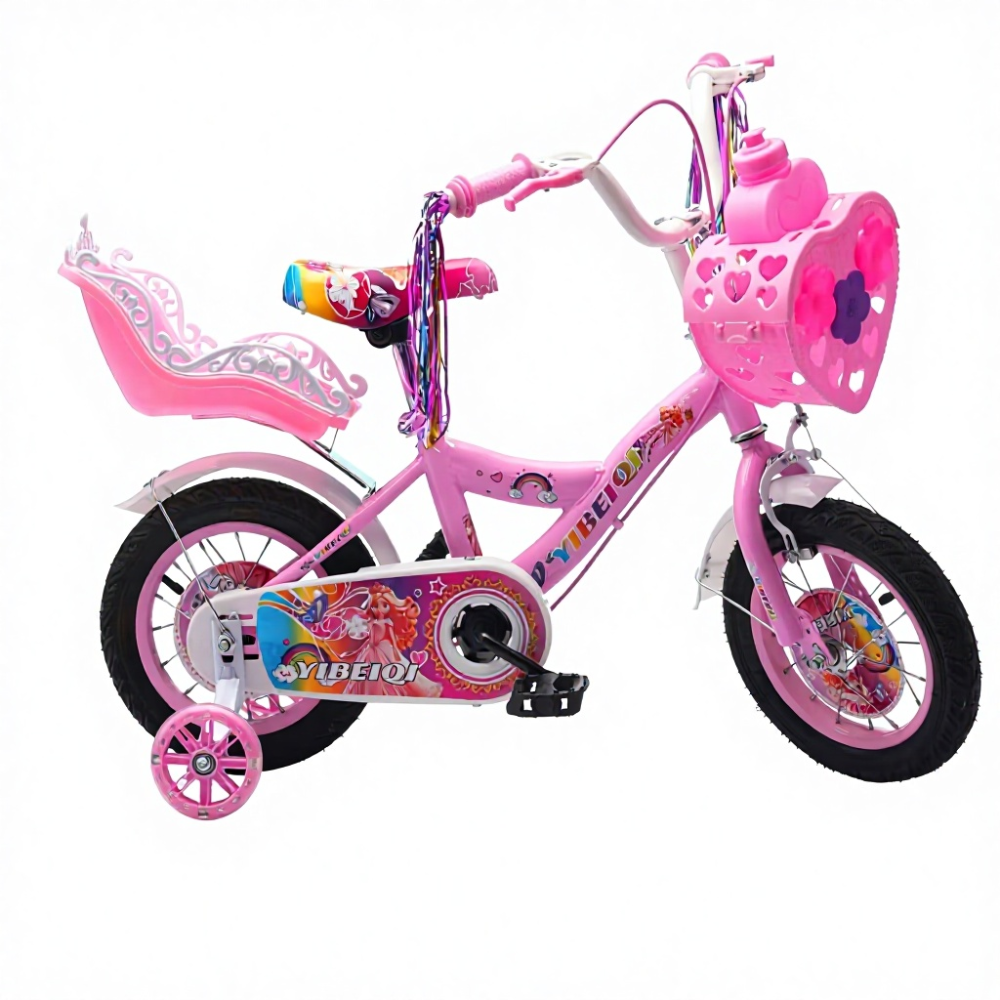 Bicicleta Fete 14 Inch Printesa – Roz, cu Scaun Papusa Inclus | 3–6 Ani - LUDIRO