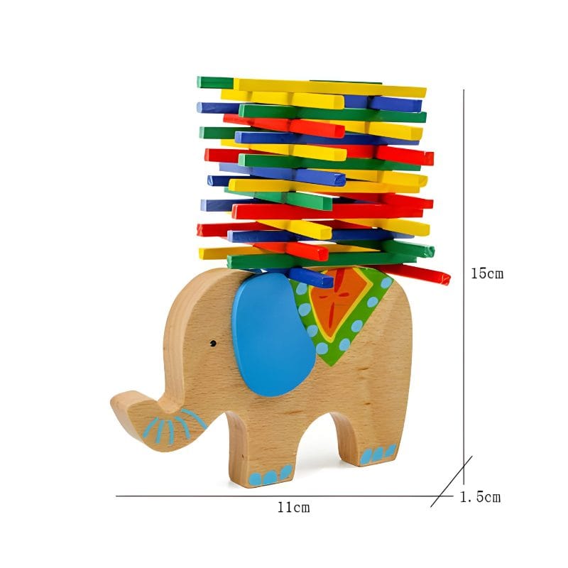 Jucarie Interactiva de Sortat si Stivuit, Elefant cu Bete de Lemn, Stimuleaza Atentia si Dexteritatea, 15x11x1.5 Cm, +3 Ani, Utility One - LUDIRO