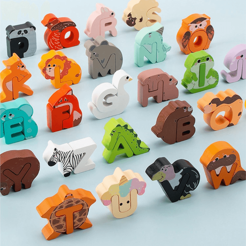 Set Alfabet Creativ din Lemn Ludiro, Litere cu Animale Montessori, Educatie prin Joaca, + 3 Ani - LUDIRO
