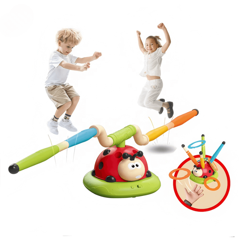 Resigilat - Buburuza Interactiva 3 in 1, Coarda de Sarit, Aruncare Inele si Lansator Rachete, Cu Telecomanda - LUDIRO