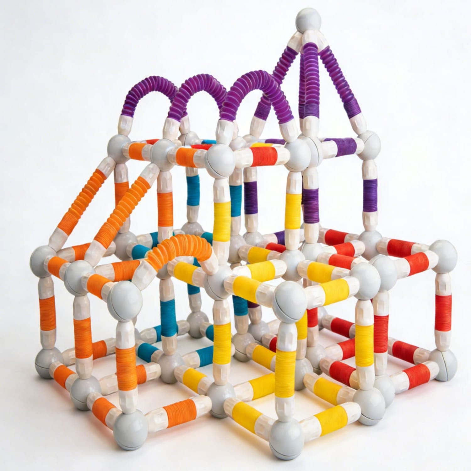 Set Construcție 3D Magnetic și Flexibil Ludiro, 138 Piese Telescopice, Jucărie STEM Educativă 3+ Ani - LUDIRO