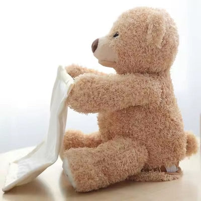 Ursulet de Plus Interactiv Cucu Bau, cu Sunete si Miscare, Cadoul Ideal pentru Dezvoltarea Cognitiva si Emotionala a Celor Mici, 25 Cm, Moale si Prietenos - LUDIRO