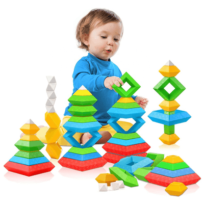 Set 30 Piese Colorate de Stivuit pentru Copii 1-5, Jucarie Educationala STEM - LUDIRO