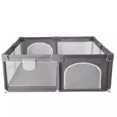 Tarc de Joaca pentru Copii, 1-5 Ani, 180x150x66 Cm, Spatiu Sigur si Generos, Cu Plasa Moale, Protectie la Colturi si Structura Stabila, Ideal pentru Interior si Exterior, Usor de Asamblat, Gri - LUDIRO