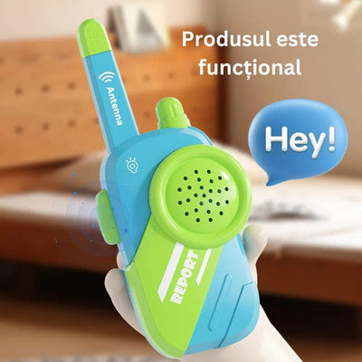 Walkie-Talkie pentru copii, Jucarie Interactiva cu Sunet Clar, Distanta Lunga de Comunicare, Buton de Apel Usor de Utilizat, Semnal Stabil si Design Ergonomic, + 3 Ani, Albastru Verde - LUDIRO