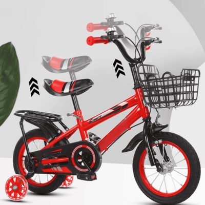 Bicicleta pentru Copii Ludiro 16 Inch, Diametru Roti 40 Cm, cu Frane Fata-Spate, Roti Ajutatoare, Cauciucuri Anti-Alunecare si Cadru din Otel, Ideala pentru Copii de 5-7 Ani, Rosu - LUDIRO