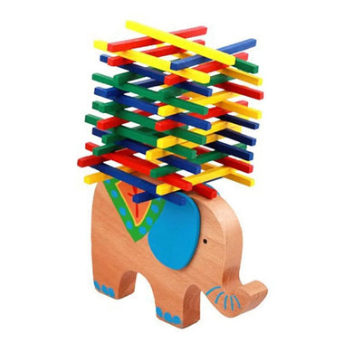 Jucarie Interactiva de Sortat si Stivuit, Elefant cu Bete de Lemn, Stimuleaza Atentia si Dexteritatea, 15x11x1.5 Cm, +3 Ani, Utility One - LUDIRO