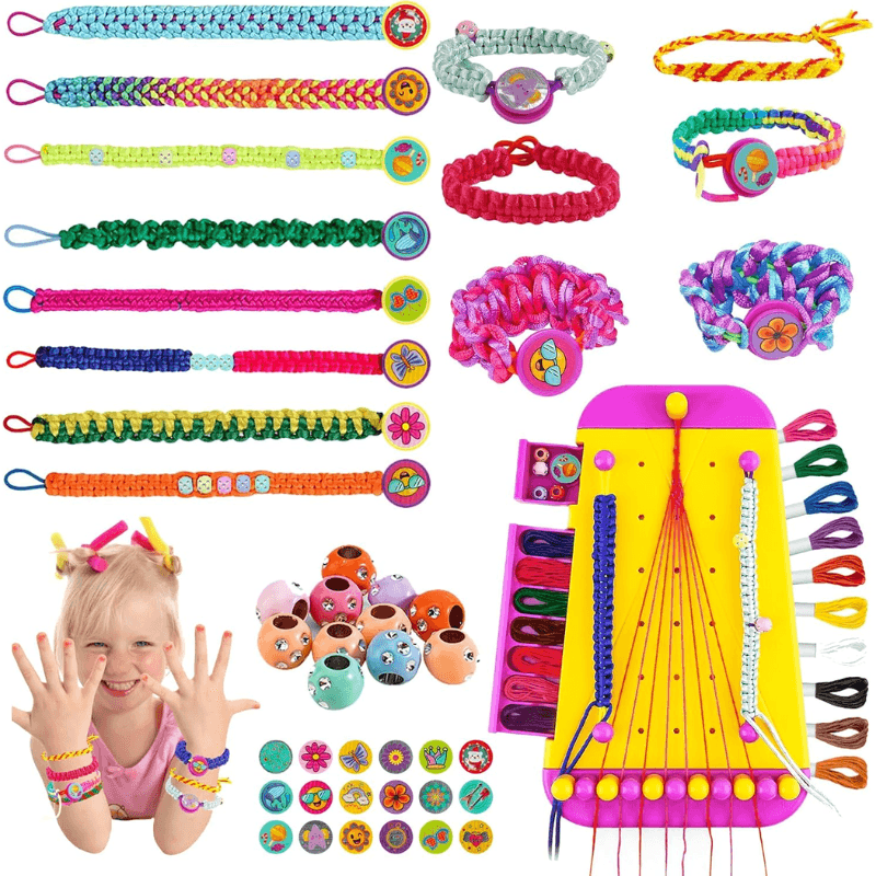 Set Creativ Bratarile Prieteniei 2 in 1 cu Razboi de Tesut, Margele, Fire si Accesorii Colorate, Ludiro, +6 Ani - LUDIRO
