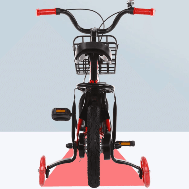 Bicicleta pentru Copii Ludiro 16 Inch, Diametru Roti 40 Cm, cu Frane Fata-Spate, Roti Ajutatoare, Cauciucuri Anti-Alunecare si Cadru din Otel, Ideala pentru Copii de 5-7 Ani, Rosu - LUDIRO