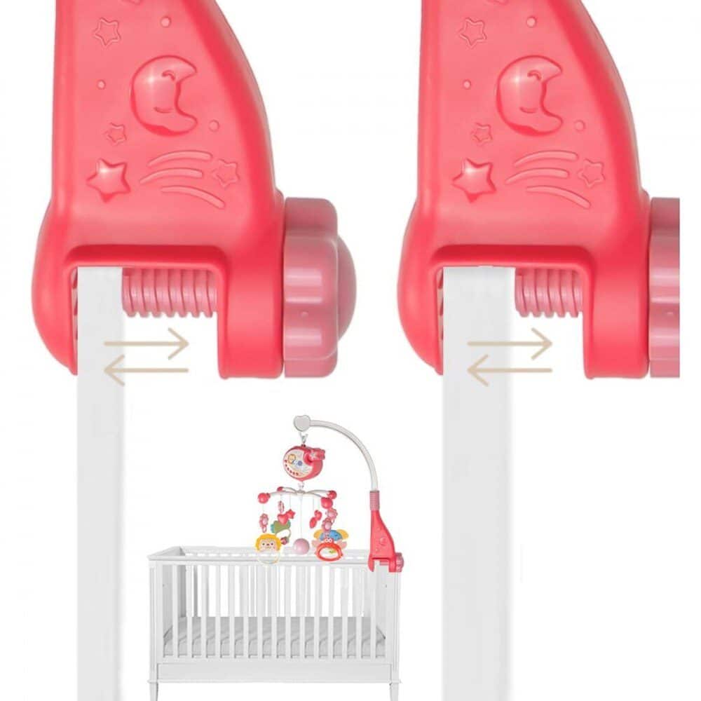 Carusel Muzical cu Telecomanda si Proiector, 200 Melodii, Volum Reglabil, Temporizator de Oprire, Functie Rotire, 54 x 9.5 Cm, Animale Marine, Rosu,+ 0 Luni - LUDIRO