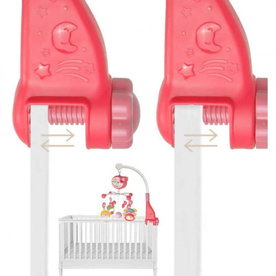 Carusel Muzical cu Telecomanda si Proiector, 200 Melodii, Volum Reglabil, Temporizator de Oprire, Functie Rotire, 54 x 9.5 Cm, Animale Marine, Rosu,+ 0 Luni - LUDIRO