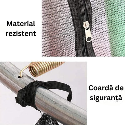 Trambulina pentru Copii pentru Interior si Exterior, 122x140 Cm, Greutate suportata 200 kg, Cu Plasa de Protectie, Rezistenta Ploaie si Raze UV, +3 Ani - LUDIRO