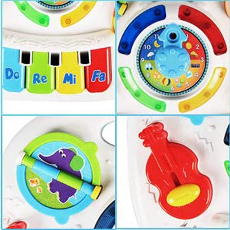 Masuta de Activitati pentru Bebelusi, Centru Multifunctional cu Pian, Lumini si Sunete, Girafa, Cadoul Ideal pentru Baieti si Fete, +1 An, Multicolor - LUDIRO